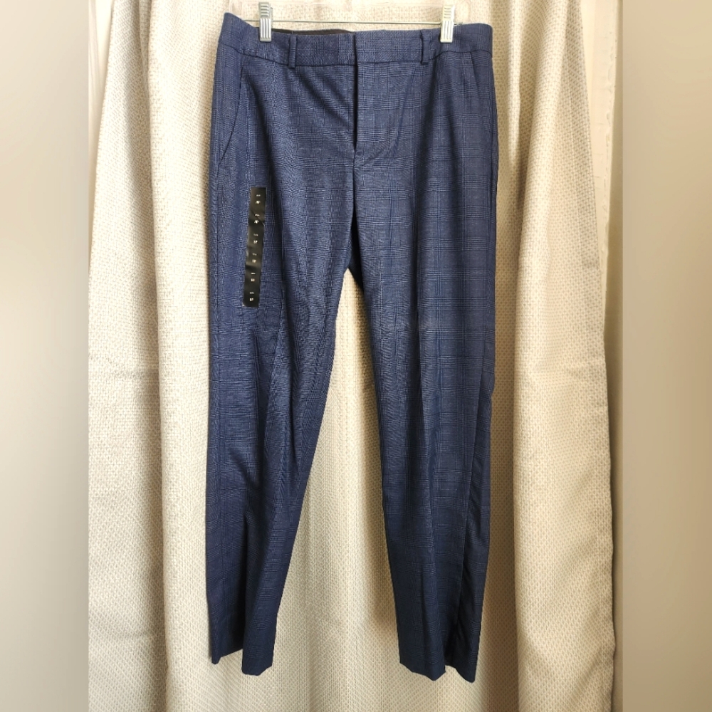 NWT Banana Republic Ryan Slim Straight Trousers Navy Plaid 8P